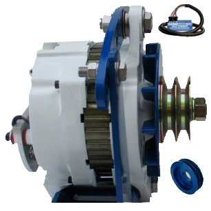 Balmar 95-210 Alternator - side view, 12vdc apx. 175amp, Externally Regulated, 4in Dual Foot Mounting