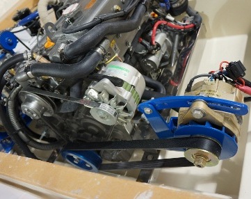 ZRD High Output 2nd Alternator front view installed on 46RK ... Contact ZRD or Hake Yachts for Details.