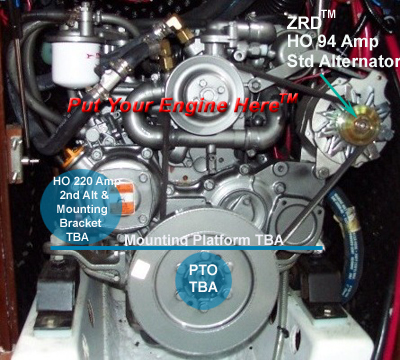 Hitachi / Nippondenso replacement alternator installed on a Yanmar JH series engine - 3 inch Mount, modified to allow Three Stage External regulation